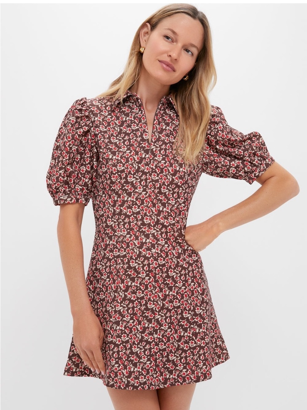 Tuckernuck/Hyacinth House Brown Mini Dress with Floral Print, Size XS, EUC
